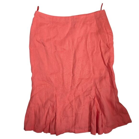 Maxmara Max &Co 💯 Linen Coral  Knee Length Skirt M US6 - Picture 4 of 11